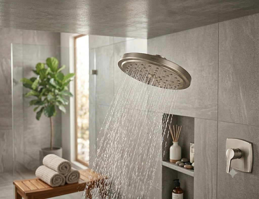 Moen S176EPBN Brushed Nickel Rainshower Head 7 Inch WaterSense Spray